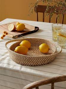 Bandeja de servicio de ratán hecha a mano para decoración del hogar de diseño único moderno o bandeja de caña o bambú a un precio razonable - Product Image 5