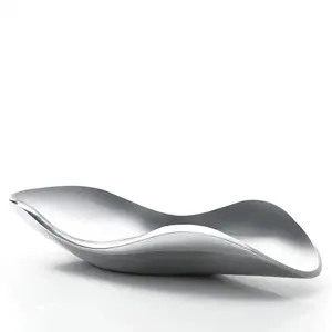 Bandeja DE SERVICIO DE ALUMINIO hecha a mano personalizada, nuevo plato de diseño curvo, niquelado, estilo Art Deco para bandejas decorativas - Product Image 1