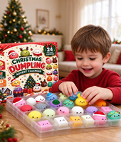 Calendrier de l'Avent Squishy en forme de Boulette de Noël, 24 Pièces, Jouet Anti-Stress Surprise pour Enfants, Cadeau de Fêtes