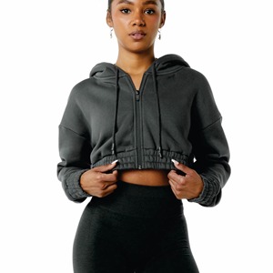 เสื้อฮู้ดเอวลอยสำหรับผู้หญิงทำจากวัสดุคุณภาพสูงระบายอากาศได้ดี - Product Image 1