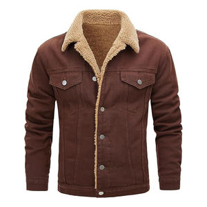 Veste en jean pour homme écologique personnalisée - 100% coton, coupe-vent, respirante, antibactérienne, doublure en fausse fourrure, lavage à l'acide, devant droit - Product Image 3