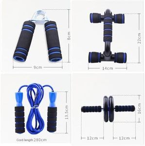 Set de 7 piezas de espuma para ruedas, mangos de empuje, cuerda de saltar, entrenador de fuerza de agarre, set portátil de fitness para el core, azul, verde, negro, para gimnasio - Product Image 5