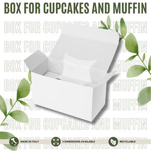 Made in Italy Caja de magdalenas personalizable de cartón rectangular desechable de lujo Caja de magdalenas Caja de pastelería con ventana de diferentes tamaños - Product Image 2