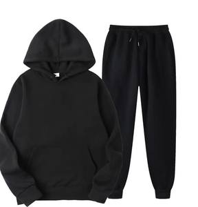 2025 hommes meilleure qualité personnalisable grande taille 100% coton coupe ajustée pull survêtement solide motif vente chaude hiver ensembles - Product Image 1