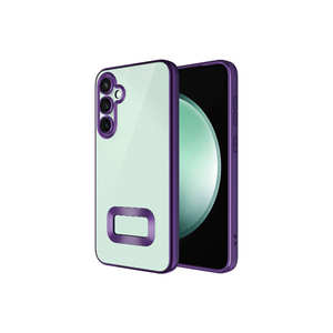 Funda Netzy Luxury para Samsung Galaxy S23 FE con Logotipo Electrochapado Recortado - Morado Oscuro y Acabado Plateado - Product Image 1