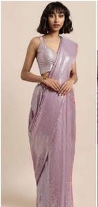 Colección de Sari de Seda Georgette de Bollywood, Hermosos y Elegantes para Mujer, con Bordado y Lentejuelas, Estilo Indio y Pakistaní - Product Image 5