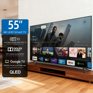 BRAND NEW HDR10 Full 4K QLED Televiseur 65 75 Pouces Smart Google <b>Standing</b> TV With Voice Remote <b>Control</b> - Product Image 1