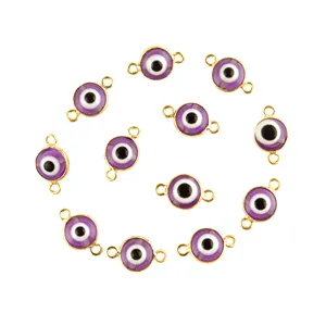 Jewelry Finding Connector Glass Eye Stone Charms Pendant Components Gold Plated Double Bail Gemstone Pendant DIY Connector Idea