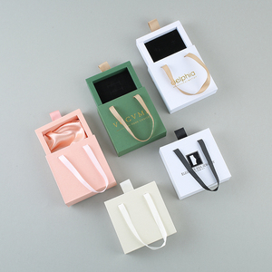 Boîte à bijoux de luxe avec logo personnalisé, tiroir coulissant, carton, poignée en satin, emballage pour collier, bracelet, bague - Product Image 5