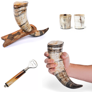 Corne à boire Viking sculptée à la main 100% naturelle écologique corne de boeuf de vache décoration artisanat de Style animal pour la bière ou le vin - Product Image 1
