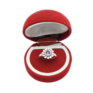 925 argent Sterling naturel violet améthyste pierre précieuse fleur forme anneau pour femmes fille bijoux fins pour anniversaire de fête de mariage - Product Image 4