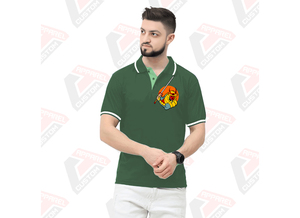 Signature T-shirt à rayures pour homme pour polo respirant et élégant avec des appliques de tissus en velours côtelé denim batik écologiques pour l'été - Product Image 3