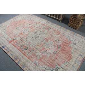 Alfombra Turca Vintage de 5.2x8.1 pies, Alfombra Roja de Lana Sólida - Product Image 4