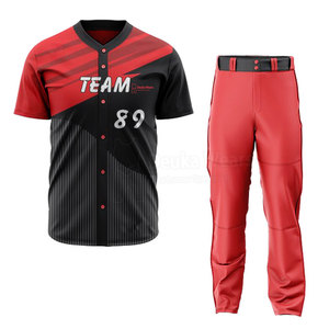 Uniformes de baseball personnalisés OEM 100 % polyester à séchage rapide avec col ras du cou, sergé sublimé respirant, nom d'équipe personnalisé - Product Image 1