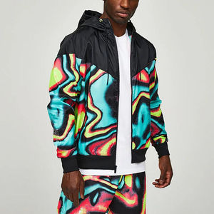 Conjunto de Chaqueta Cortavientos y Pantalones Cortos para Hombre, Transpirable, 2 Piezas, Chándal con Estampado Colorido, Ropa Deportiva Urbana con Capucha - Product Image 2