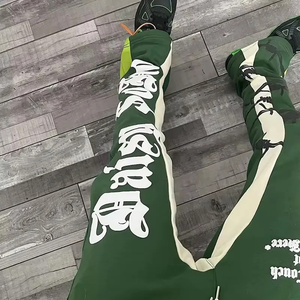 กางเกงวอร์มขาบานทรงจ็อกเกอร์ผู้ชายคุณภาพสูงแบบสั่งทำพิเศษ ขายส่ง กางเกงลำลองเอวยางยืดแบบแบน ดีไซน์ต่อผ้า - Product Image 4