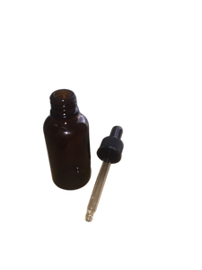 Verre à soda rond ambré de 30ml avec bouchon en plastique, tétine en caoutchouc et pipette en verre - Product Image 2