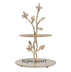 Support à Cupcake Personnalisé en Métal Martelé Noir et Or à Deux Niveaux Outil pour Gâteau de Mariage Moderne Vente à Chaud Disponibilité en Gros de Fantaisie - Product Image 2