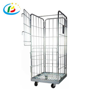 पेशेवर चार पहिया फोर्कलिफ्ट ट्रक रोल कंटेनर टिकाऊ औद्योगिक गोदाम परिवहन फोल्डेबल नेस्टेबल पिंजरे ट्रॉली - Product Image 3