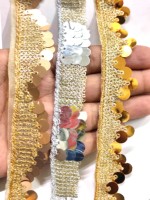 Bordures en dentelle crochetée métallique dorée brodées pour vêtements, chaussures, sacs - Lavables, vente en gros