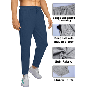 High Quality Trendy Men's <b>Slim</b> Fit Fleece <b>Jogger</b> Pants Casual Elastic Waist Mid Closure Custom Colors for Winter - Product Image 3