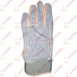 2025 nouveauté blanc et bleu clair couleur meilleure qualité en cuir Baseball gants de frappeur dernière conception manchette courte gants de frappeur - Product Image 5