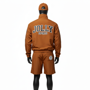 Ensemble de shorts coupe-vent en polyester de qualité supérieure, tissu tissé léger, broderie, impression sérigraphique, ensemble de shorts coupe-vent personnalisés pour hommes - Product Image 2