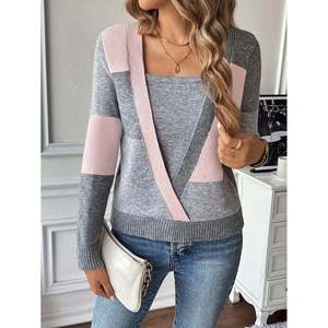 Cárdigan de lana para mujer con botones al frente, cuello cuadrado y manga larga - Product Image 1