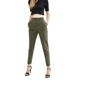 Pantalon gris élastique à taille haute et devant plat, style palazzo formel, inspiré de l'automne, écologique, pour femmes grandes tailles, design personnalisé - Product Image 2