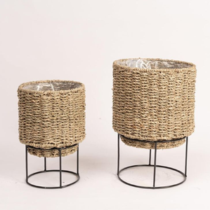 Panier en abaca/VasateTM Paniers en ficelle de jacinthe d'eau tissée en gros - Product Image 6