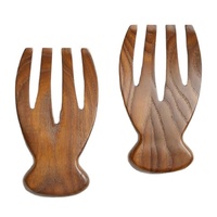Set tangan Salad rumah dan Dapur, Set tangan Salad kayu Acacia kustom, garpu penyaji Salad 2 buah