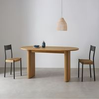 Table à manger en bois massif de style scandinave et du milieu du siècle, couleur naturelle, forme ovale, pour la maison ou l'hôtel, meubles