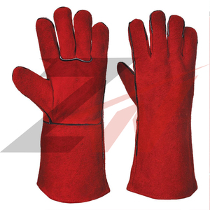 Gants de soudage TIG à l'argon en cuir de vachette, résistants à la chaleur, style hiver, décontractés et durables, en PU rouge avec impression par transfert thermique - Product Image 4