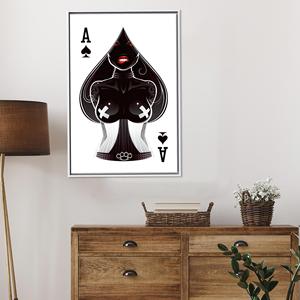 Arte en lienzo Ace of Hearts: decoración de pared moderna impresa para el hogar, con marco blanco - Product Image 1
