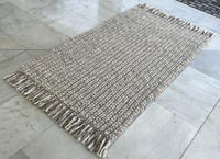 Factory Price Indian Hand Woven Flat Weave Thick Wool Rug 100% Undyed Natural Color Non-Slip Textured Yarn Modern Home