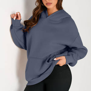 2025 Otoño e Invierno empalme Color Streetwear letra impresa suelta de gran tamaño Casual pulóver básico moda Sudadera con capucha para mujer - Product Image 2