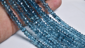 Perles rondes à facettes en topaze bleue de Londres faites à la main en gros Bracelets en cristal de pierre naturelle de 4mm Colliers Bijoux échoués - Product Image 2