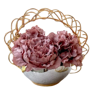 With Handle Golden Plated Flower <b>Vase</b> <b>Unique</b> Handmade Nordic Style Modern Coastal Iron Flower <b>Vase</b> Luxury Aluminum Metal <b>Vase</b> - Product Image 1