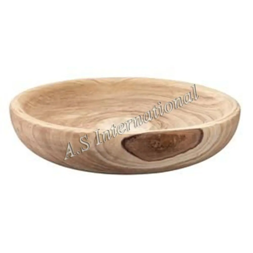 Großhandel Einzigartige hölzerne runde Servier schale benutzer definierte Form Food Bowl für Home Farm house dekorative Luxus Naturholz schale