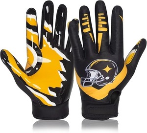 Guantes de Fútbol Americano Profesionales de Diseño Personalizado, Guantes de Receptor, Tamaño Estándar, Cuero Sintético de Primera Calidad, Todos los Tamaños - Product Image 6