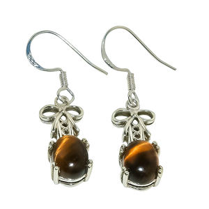 Pendientes de Plata de Ley 925 hechos a mano para mujer, recién llegado, Ojo de Tigre, piedra preciosa, perla, diamante, diseño de flor para fiesta de boda - Product Image 2