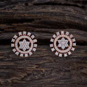Boucles d'oreilles en zircon 172767 – Clous d'oreilles tendance religieux en titane et cuivre avec motif classique fleur, lune et étoile pour les fêtes - Product Image 1