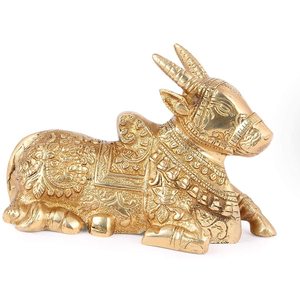 Figura Decorativa de Latón Hecha a Mano, Estilo Tradicional, Diseño de Vaca Nandi, Ideal para la Celebración de Diwali - Product Image 2
