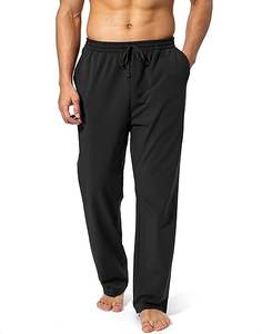 Pantalon de survêtement de yoga en coton pour hommes pantalon de salon athlétique pantalon en jersey décontracté à fond ouvert pour hommes avec poches - Product Image 1