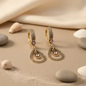 จี้/ต่างหูควอตซ์ทรงหยดน้ำสุดงดงามสำหรับเป็นของขวัญทางศาสนาที่ทันสมัยสำหรับผู้หญิง - Product Image 3