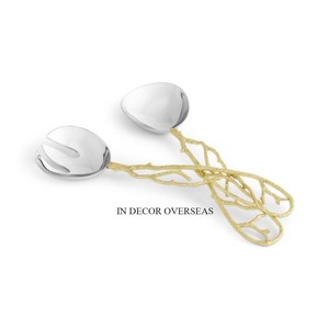 Patrón de moda llegada chapado en oro manijas de diseñador de lujo únicas para acabado de Color plateado juego de cubiertos de cuchara pulida brillante - Product Image 1