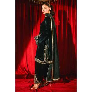 Taliah Winter Collection <b>Women's</b> Elegant <b>Velvet</b> Mandarin Collar Eco-Friendly <b>Tops</b> - Product Image 3