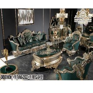 Juego de sofá pulido brillante italiano para sala de estar, juego de sofá de sala de estar tallado a mano real, el mejor juego de sofá tallado para sala de estar - Product Image 1