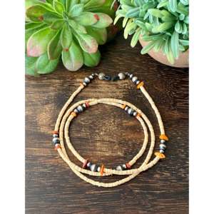 Navajo Handmade Multi-Stone and Sterling <b>Silver</b> Eyeglass Chain with Coral Stone As Main Attraction - Product Image 4