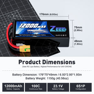 Zeee高容量FPVドローンバッテリー6S/7S/8S 23.1V 12000mAh 100C HV高電圧軽量6S LipoバッテリーFPVドローンバッテリー - Product Image 2